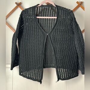 Black Open-Knit Cardigan